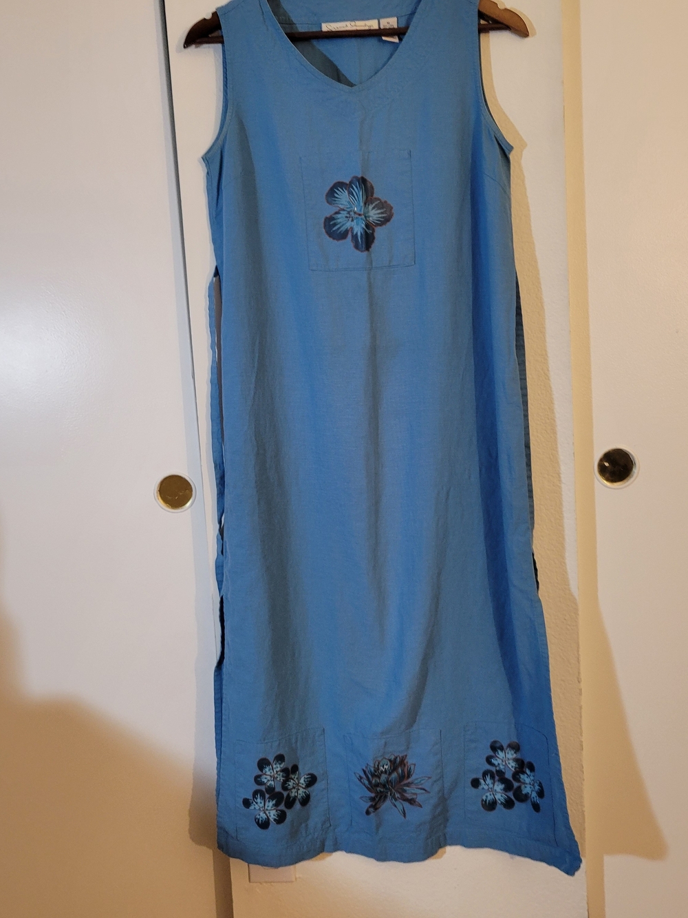 French Laundry Blue Sleeveless Floral Midi Dress